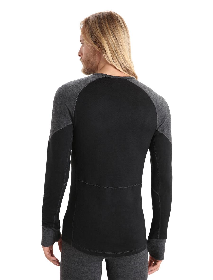 Icebreaker BodyfitZone™ Merino 260 Zone Long Sleeve Crewe Thermal Top Férfi Base Layers Fekete | HU 1382SGLO